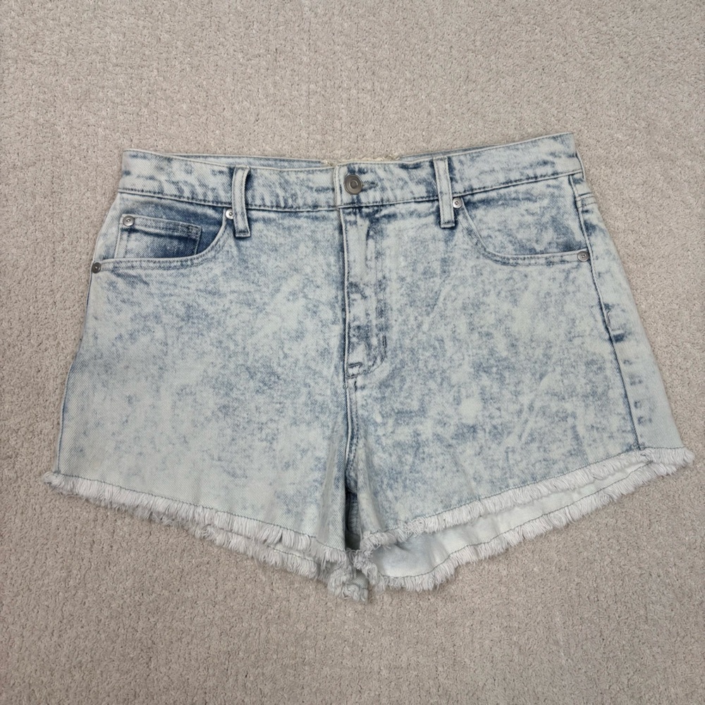 Altar'd State Shorts 30 Acid Wash Fray Hem High Rise Deni Zip Fly‎ Stretch